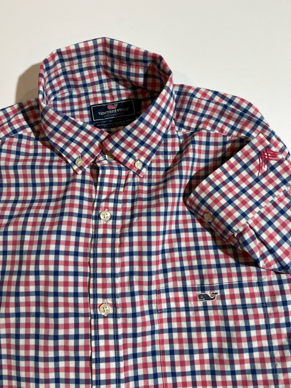 Vineyard Vines Performance Shirt Mens Medium Classic Fit Tucker Check Button Up